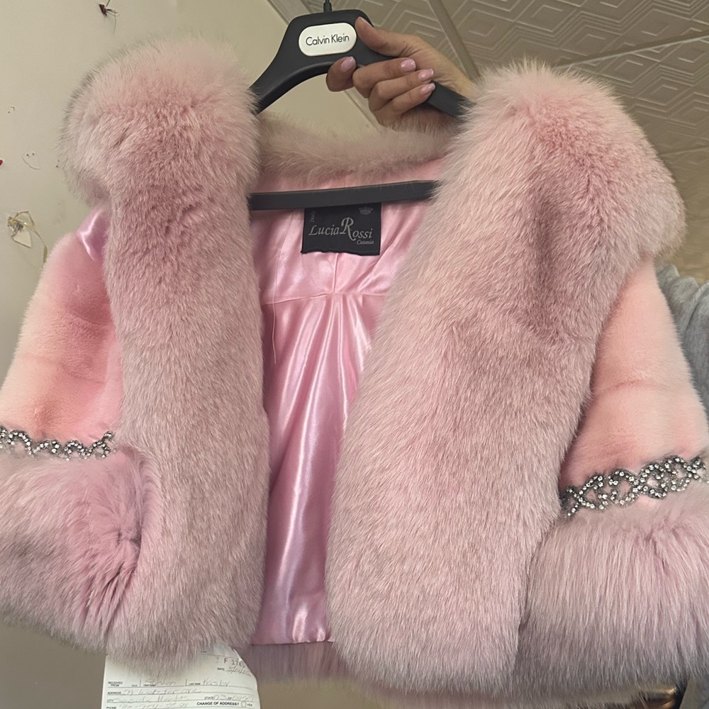PINK RHINESTONE MINK/Fox mix cape
